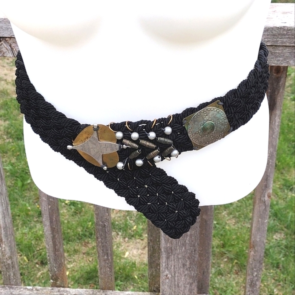 Boho Mixed Metal Braided Wide Belt
